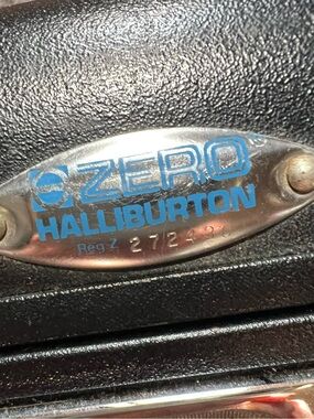 Zero Halliburton reg z Black Textured Briefcase with Blue Accent Logo